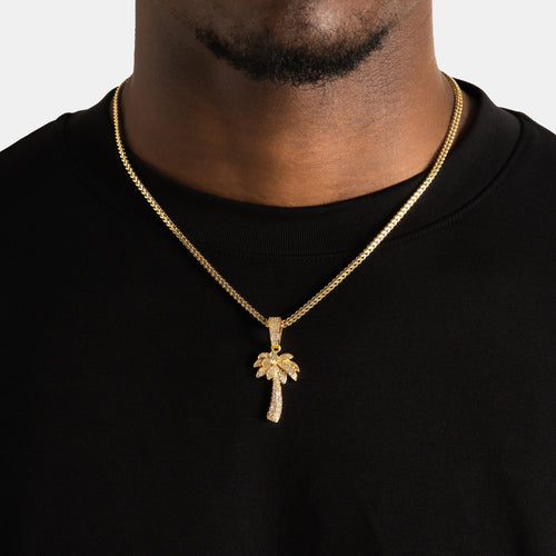Iced Palm Pendant Gold