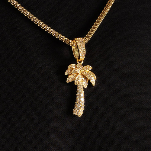 Iced Palm Pendant Gold