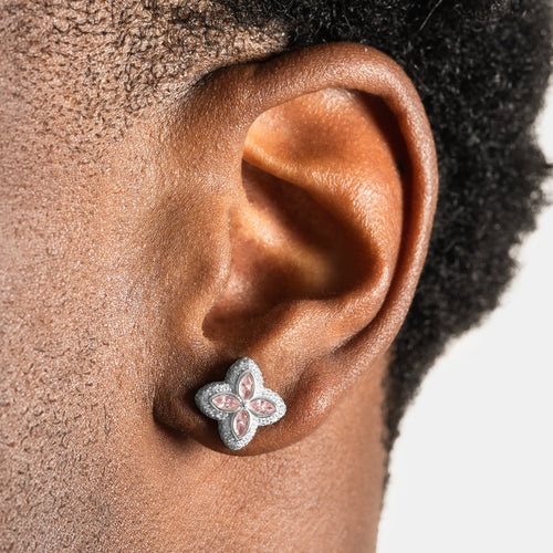 Pink Clover Earrings Silver