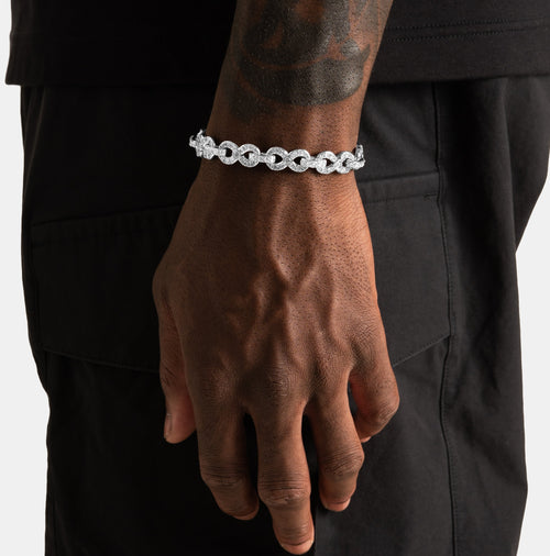 10mm Iced Infitnity Link Bracelet