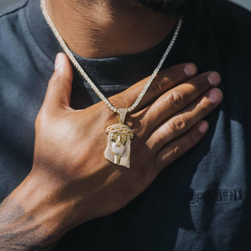 Moissanite Jesus Pendant Gold Vermeil