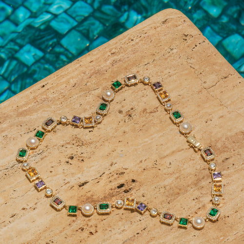 Multi Gemstone Chain Gold