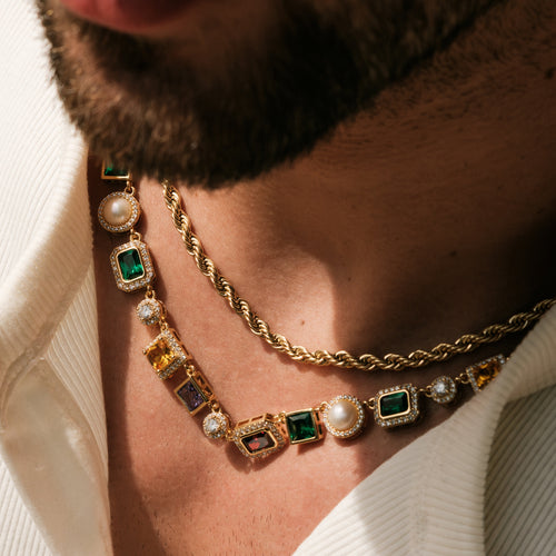 Multi Gemstone Chain Gold
