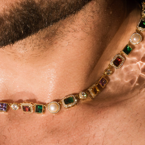 Multi Gemstone Chain Gold