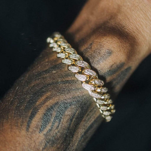 12mm Iced Cuban Bracelet Gold