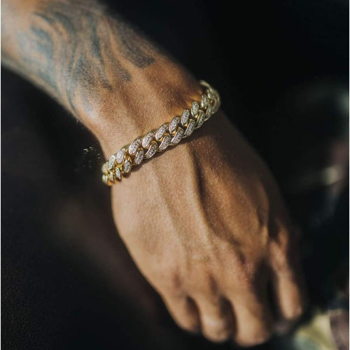 12mm Iced Cuban Bracelet Gold