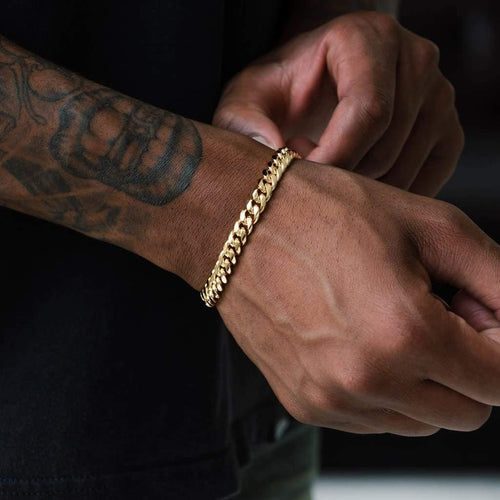 8mm Cuban Link Bracelet Gold
