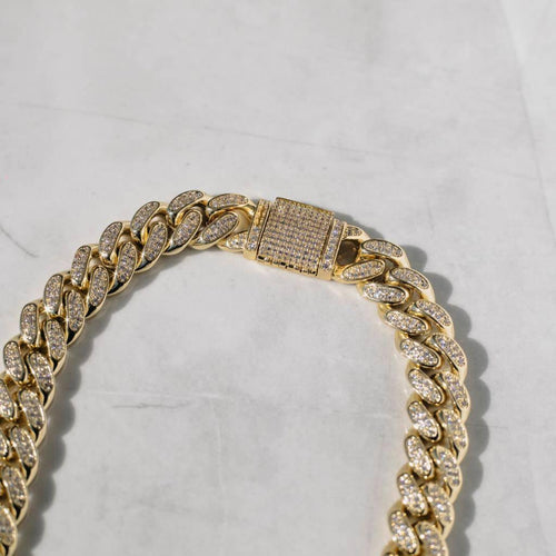 12mm Iced Cuban Chain Gold