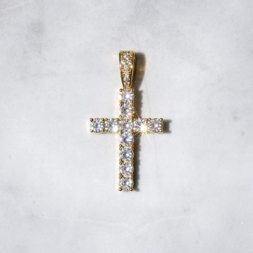 Cross & Tennis Chain Bundle Gold