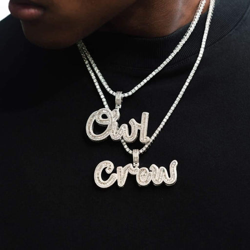 3D Baguette Script Custom Pendant