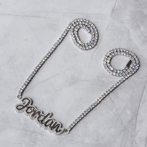 2 Tone Script Pendant on Tennis Chain