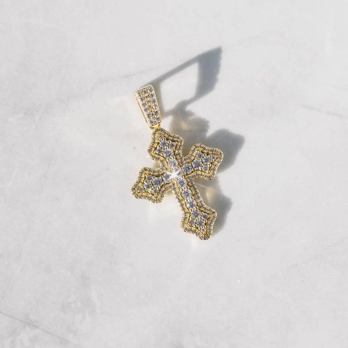Cluster Micro Cross Moissanite Pendant Gold Vermeil