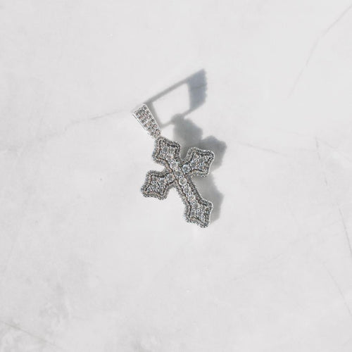 Cluster Micro Cross Moissanite Pendant S925