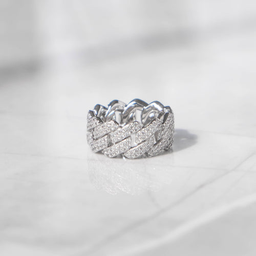 Moissanite Prong Cuban Ring
