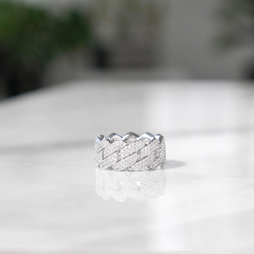 Moissanite Prong Cuban Ring
