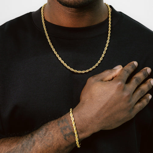5mm Rope Chain & Bracelet Gold