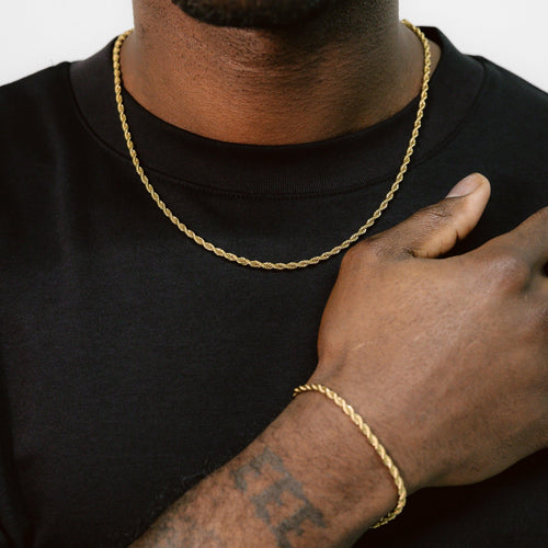 3mm Rope Chain & Bracelet Gold