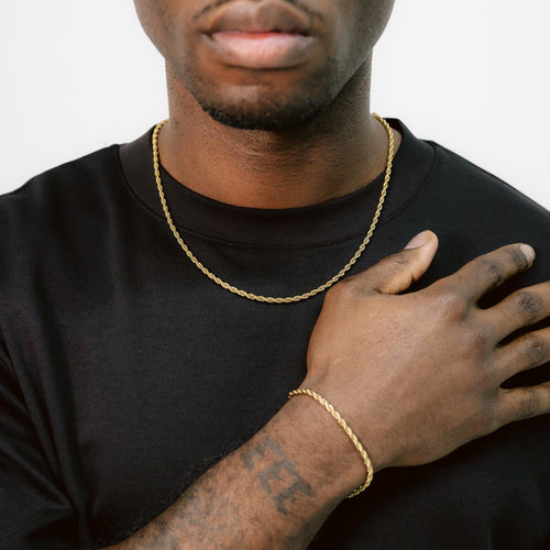 3mm Rope Chain & Bracelet Gold