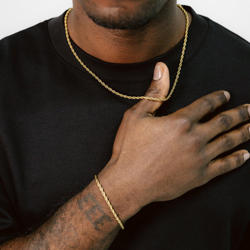 3mm Rope Chain & Bracelet Gold