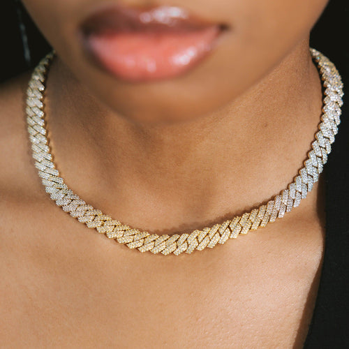 8mm Prong Cuban Chain Gold