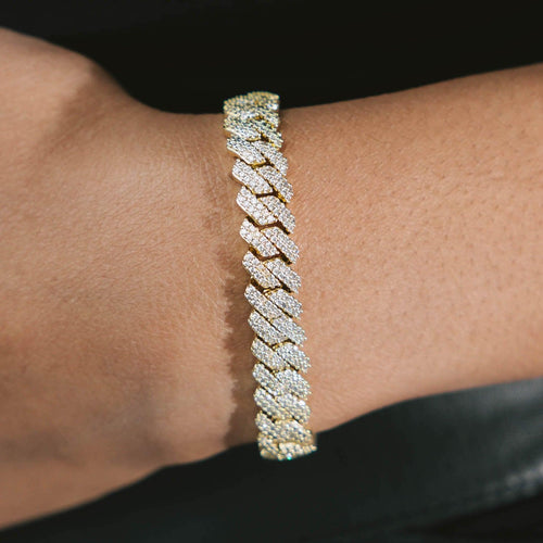 8mm Prong Cuban Bracelet Gold