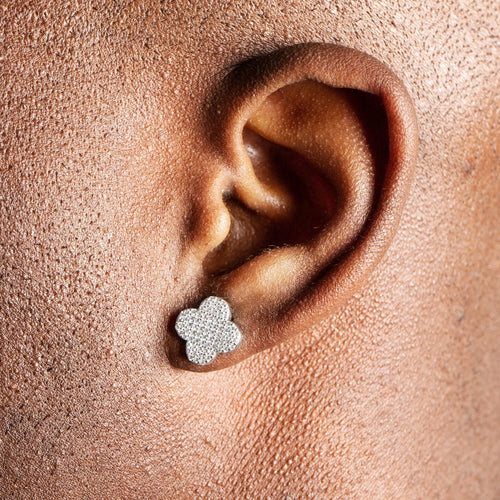 Iced Clover Earrings Silver