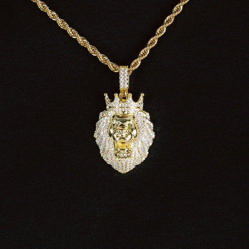 Moissanite Lion Pendant Gold