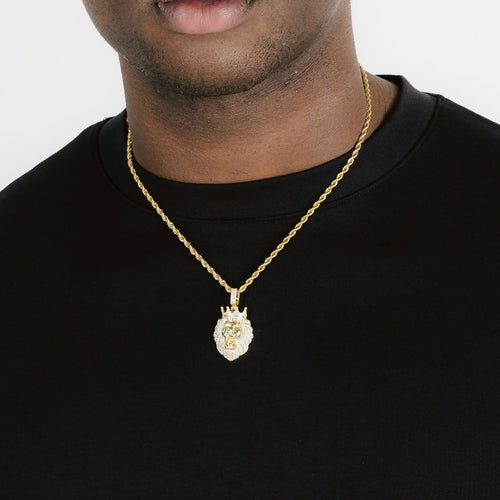 Iced Lion Pendant Gold