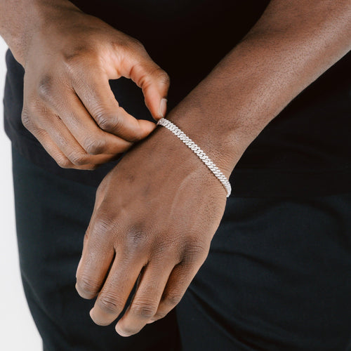 5mm Moissanite Cuban Bracelet Silver
