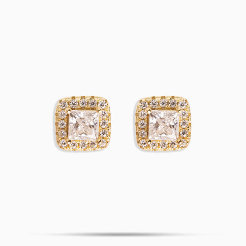 Moissanite Princess Cluster Earrings Gold