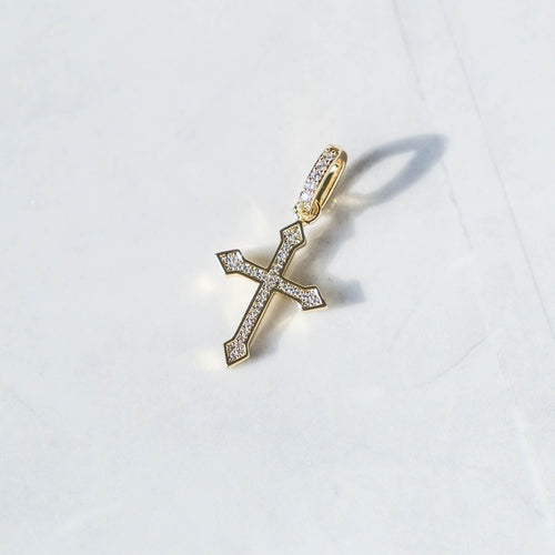 Moissanite Celtic Cross Pendant Gold