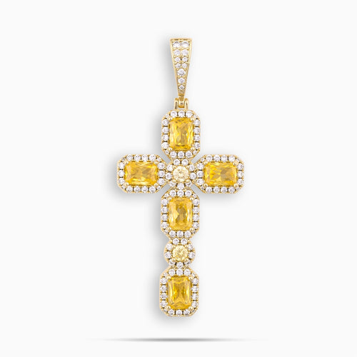 Canary Cluster Cross Pendant Gold