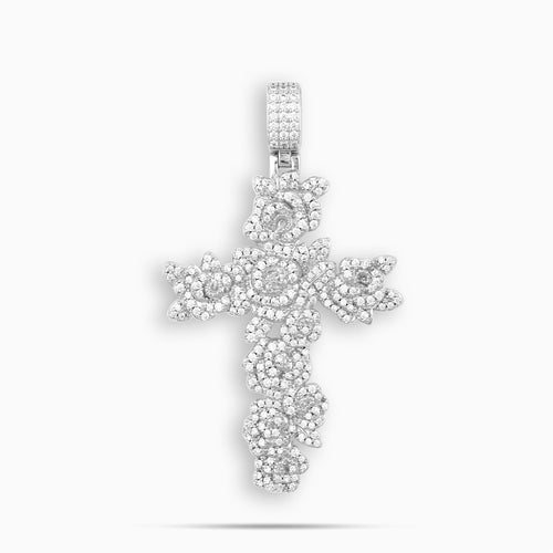 Rose Cross Moissanite Pendant