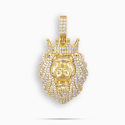 Iced Lion Pendant Gold