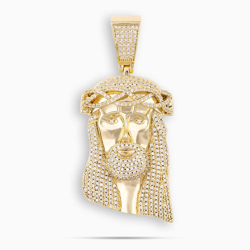 Moissanite Large Jesus Pendant Gold