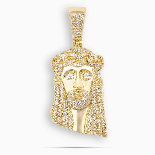 Moissanite Mini Jesus Pendant Gold