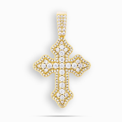 Cluster Micro Cross Moissanite Pendant Gold