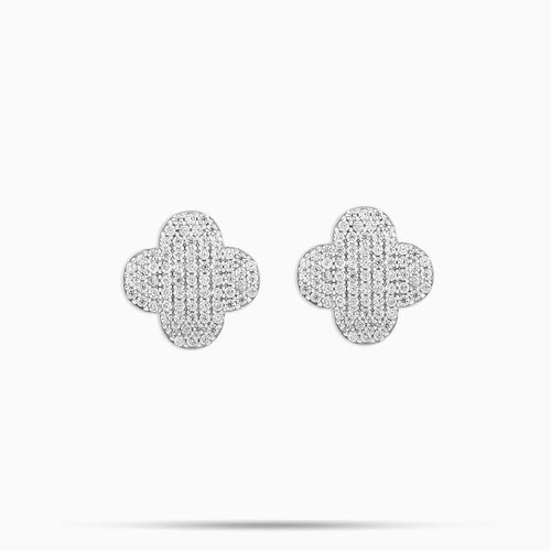Iced Clover Earrings White Gold