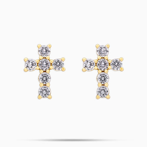 Moissanite Micro Cross Earrings Gold