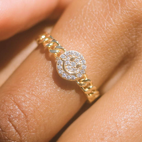 Smiley Cuban Ring Gold