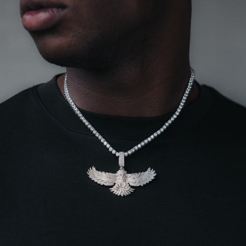 Moissanite Eagle Pendant White Gold