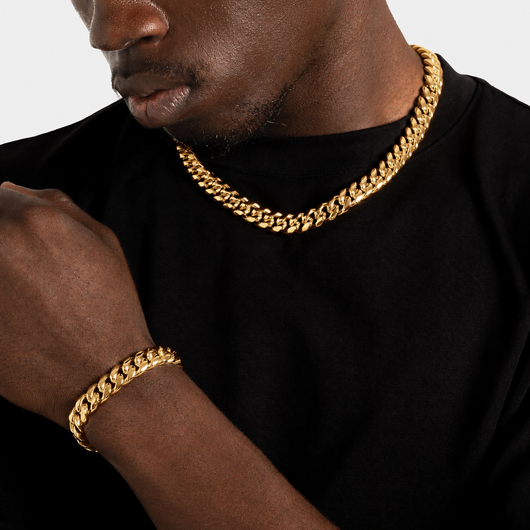 12mm Cuban Link Chain & Bracelet Gold