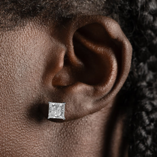 7mm Princess Cut Earrings