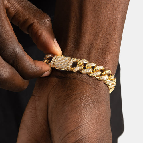 12mm Iced Cuban Bracelet Gold