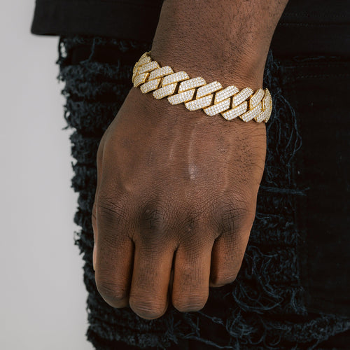 19mm Prong Cuban Bracelet Gold