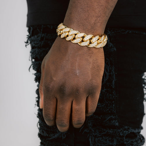 19mm Iced Cuban Bracelet Gold