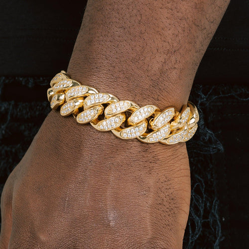 19mm Iced Cuban Bracelet Gold