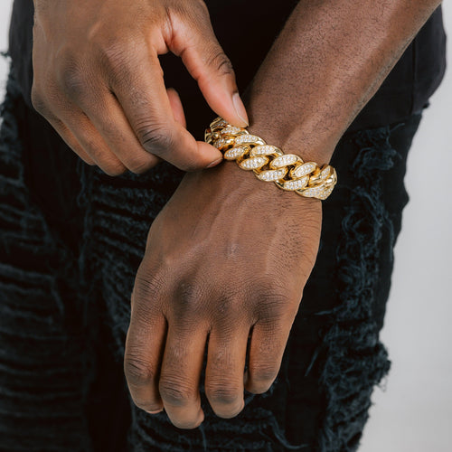 19mm Iced Cuban Bracelet Gold