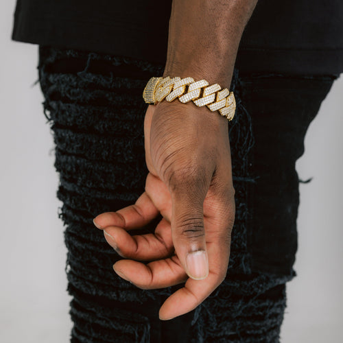 19mm Prong Cuban Bracelet Gold