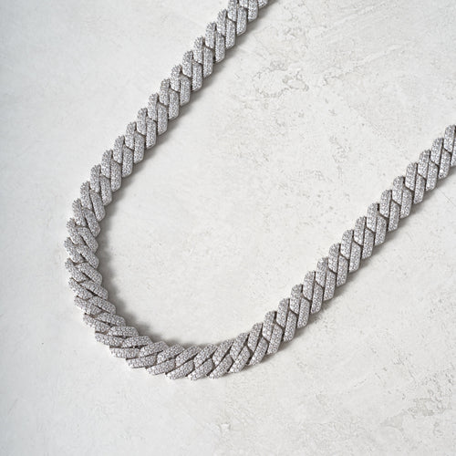 12mm Moissanite Prong Cuban Chain S925